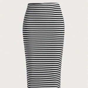 SHEIN Black and White Striped Pencil Skirt
